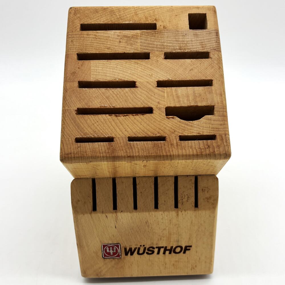 Vtg‎ Wusthof German Oak 17 Slot Wood Kitchen Knife Block Holder Cutlery Storage